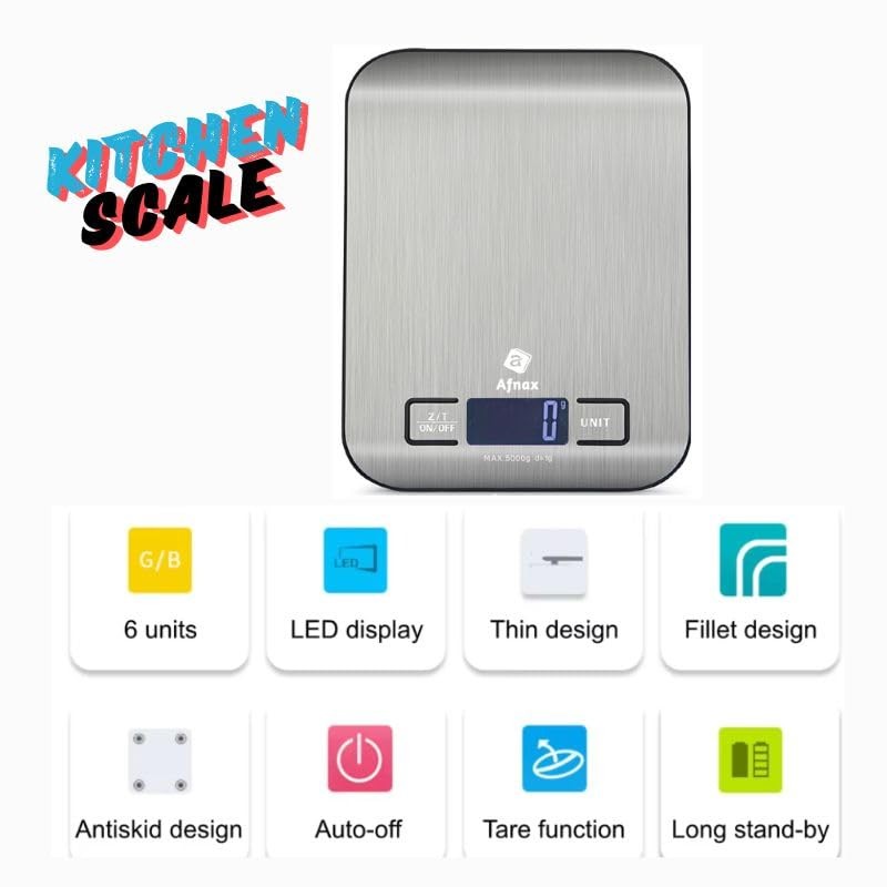 Afnax Digital Kitchen Scale, Food Scale, Weight Scale, Weighing Food