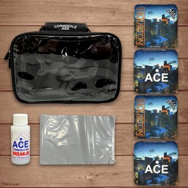 CornholeAce Iconic - Houston - ACE Pro Bag Kit: 4 Bags + Break-in Kit + Carry Case - Professional Cornhole Bags Dual Sided Slick Stick