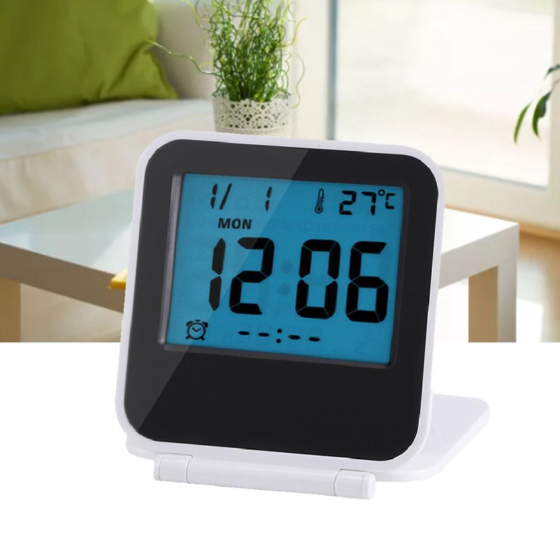 Portable Foldable Tabletop Travel Digital Alarm Clock with Temperature Calendar