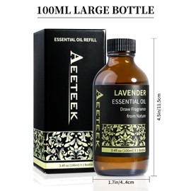 Aeeteek 100ml Citrus Essential Oil Refill for Waterless Diffuser & Reed Diffuser Set, 3.4Fl Oz Long-Lasting Fruity Aroma Home Fragrance, Bathroom Air Freshener