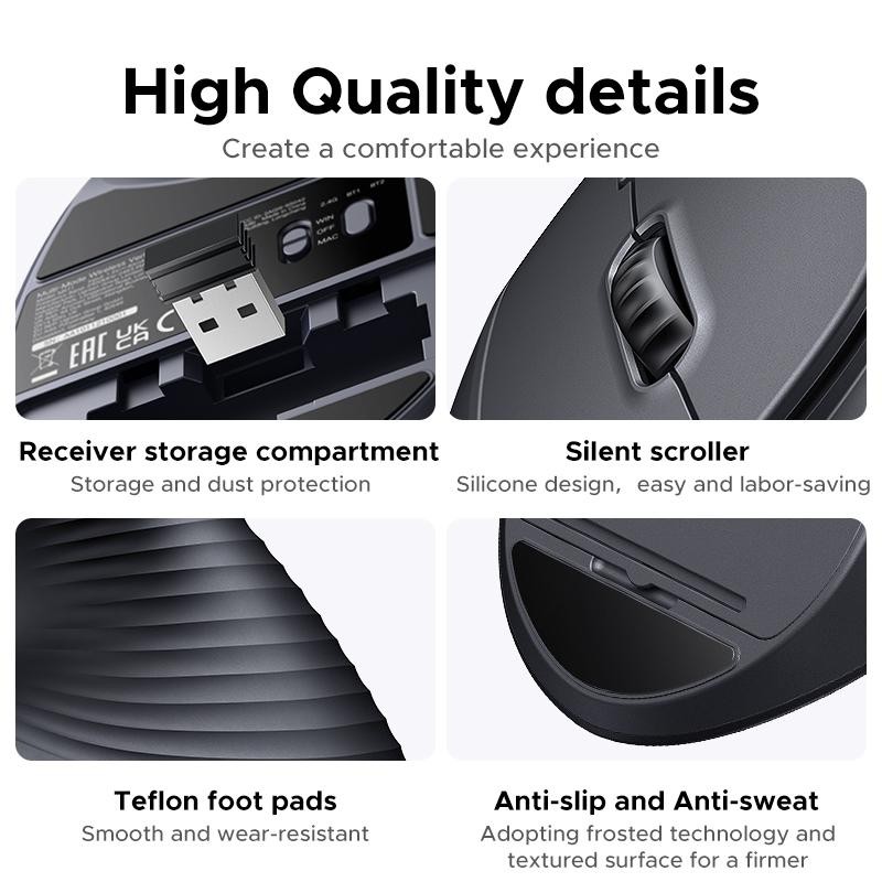 UGREEN Vertical Mouse Bluetooth 5.0 & 2.4G Wireless Ergonomic Mouse