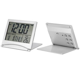 Digitaler Reisewecker,tragbarer Faltbarer Reise-LED-Wecker Temperaturkalender Snooze Faltbarer Kalender & Temperatur- und Timer-LCD-Uhr mit Snooze-Modus, Uhr Wecker Klappbarer Digitaler Temperat