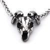 GUNGNEER Stainless Steel Ram Skull Pendant Necklace Cool Satanic Devil