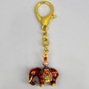 Lucky Feng Shui Red Prosperity Elephant with Treasure Vase Keyring,