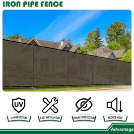 Goleray Privacy Screen Fence 5' x 24' Outdoor Freestanding Temporary Panels for Garden Balcony Pool Deck, Mesh Fencing with Metal Poles, Ideal for Home & Courtyard Safety, Brown