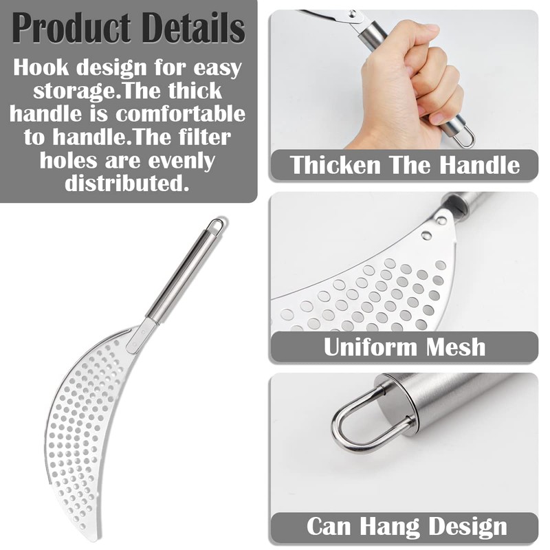 DOERDO Pasta Strainer with Handle, Handheld Stainless Steel Pasta Strainer