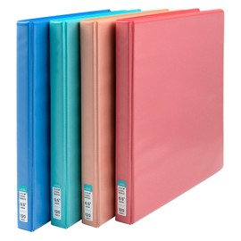 Yoobi 3 Ring Binders – 0.5 Inch Binder with Round D Rings and 2 Pockets, Durable, PVC-Free Organizer with 120 Sheets Capacity, 4- Pack Colored Binders with Plastic Cover for Office Supplies