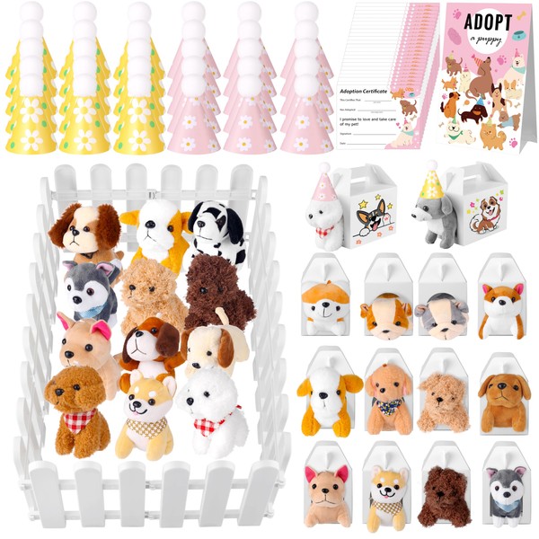 113 Pcs Adopt a Puppy Party Favors Includes 24 Stuffed