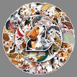 Beagles Dog Stickers for Water Bottle,50 PCS Cute Dog Stickers Pack for Laptop Phone Skateboard Bicycle Suitcase Luggage Car Guitar,Waterproof Aesthetic Vinyl Stickers Gift for Teens Favors