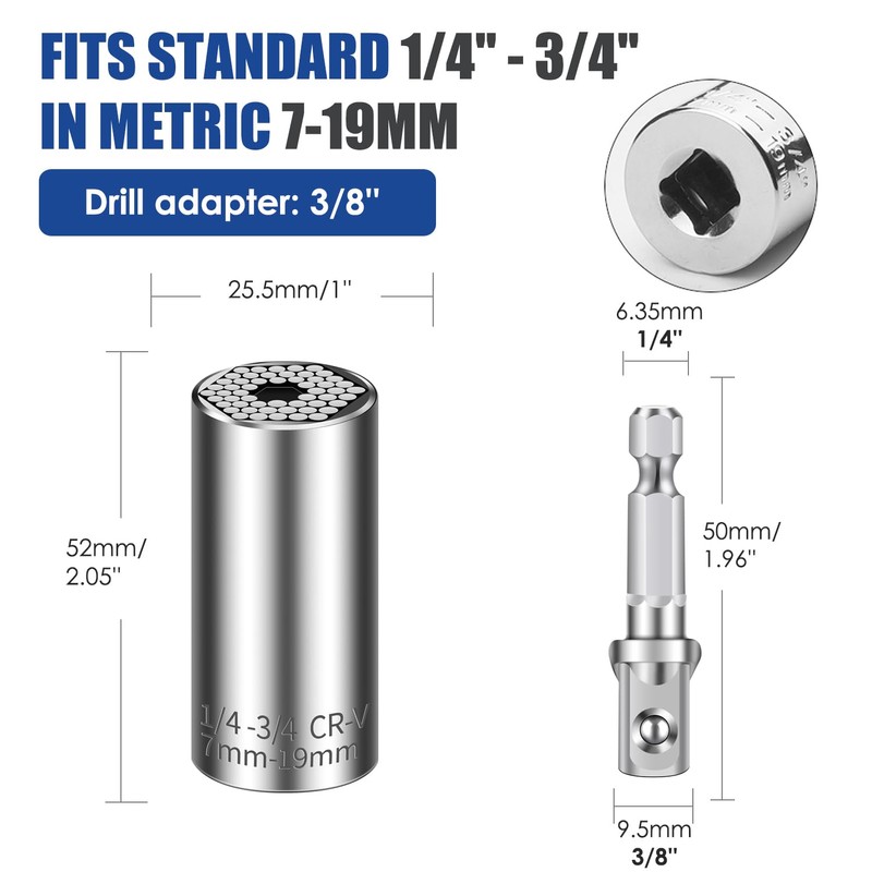 Universal Socket Set (11-32mm 7-19mm) Super Socket for Unscrew Any