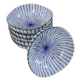 Pack Of 6 Fubuki Tokusa Made In Japan Round Flair Small Shallow Bowls 11oz