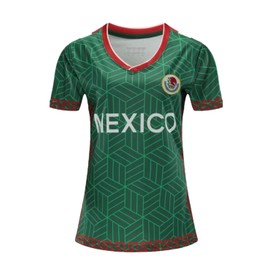 GEREISHIRE Sports Jersey for Women Summer Outdoor Breathable Football Athletic Mexico Flag Jersey T-Shirt Green M