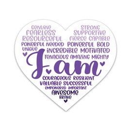 I Am Strong Brave Unique Sticker Inspirational Positivity Sticker Motivational Mental Health Affirmations Waterproof Vinyl Stickers for Laptop Water Bottle Journaling Decals Gifts for Adults Kids