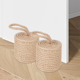 Acrux7 Paquete de 2 topes de puerta decorativos cilíndricos con asa, tope de puerta decorativo náutico de 4.14 libras, tope de puerta interior pesado 