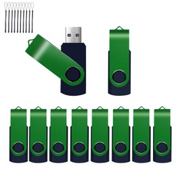 10-Pack 8GB USB 2.0 Flash Drives,XUANREG Thumb USB Drives with 10pack Lanyards Green USB Drive Bulk 8GB Green