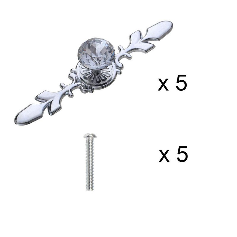 Zasiene Cabinet Knobs Crystal Pack of 5 Diamond Crystal Drawer