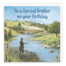 Hunts England - Brother Fly Fishing Fun Birthday Card - Milo's Gallery - Sport Birthday Card For Brother - Birthday Card For Fly Fishing Fan Brother - For Boys, Men, Kids, Adults