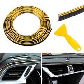 TOEECY Car Trim Interior 10 m Car Decoration Interior Trim with Installation Tool Air Vent Decoration DIY Flexible Strip Car Accessories Interior Decoration Gold