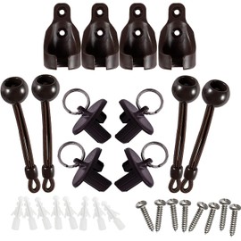 Generic Shade Replacement Parts,Shade Tie Downs and End Cap with Ring Kit Weather Resistance,Compatible with Coolaroo Exterior Roller Shade,Outdoor Blinds (2 Sets, Brown