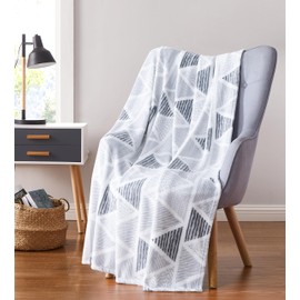 Serafina Home Throw Blanket: Velvety Soft, Durable Fleece Accent for Bed or Couch (Triangle Geo, 50 x 60 inches)