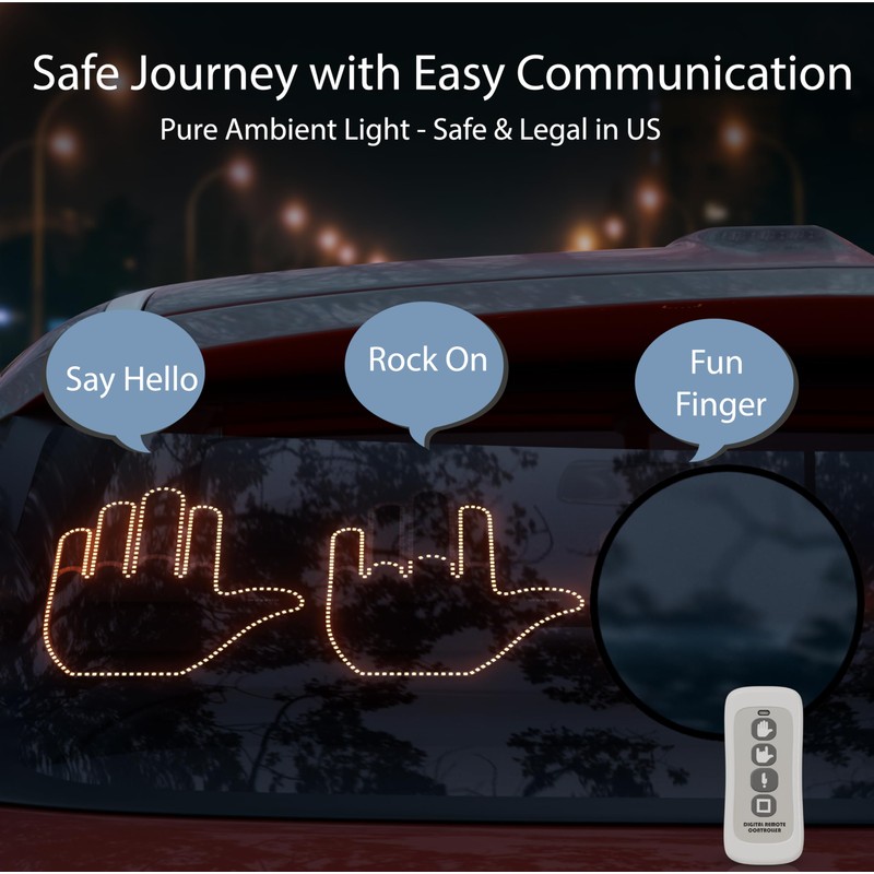 WaveOn Pro Fun Finger Car Light with Remote | Glogesture