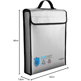 Fireproof Bag, Fireproof Bag, Zipper Type, Waterproof, Fire Retardant Bag, Cash Storage, Heat Resistant 1,200°, Fireproof Bag, Handbag, Document Storage, Fireproof Bag, Fireproof Storage Case, Silver