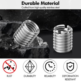 Poeland 10 Pcs M8 to M10 Thread Adaptors, Stainless Steel Thread Reducer Insert Nuts for Pipe Fitting & Repair, 12mm Length, M8*1.25 Female to M10*1.5 Male Adapters Thread Repair Sleeve