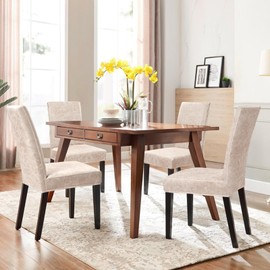 Alishomtll Dining Chair Covers Set of 4, Faux Suede Universal Stretch Chair Slipcovers, Washable Removable Chamois Leather Chair Protector for Dining Room Kitchen Banquet Wedding Party (Beige, 4psc)