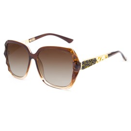 LECKIRUT Women's Sunglasses Large Vintage Polarised UV Protection Classic Fashion Women's Colours Brown Frame Gradient Brown Lens