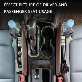 JinYun Blue Lotus 2PCS Car Seat Leather Filler Gap Bag with Cup Holder,Adjustable Gap Organizer Multifunctional Storage Box for Phones Glasses Keys Cards (Brown)