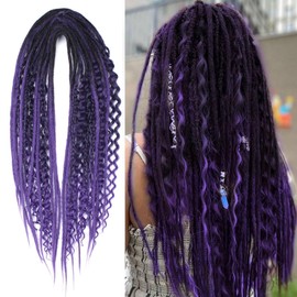 24 Inch Mixed 3 in 1 DE Dreadlock Extensions(Ombre Deep Purple)