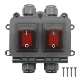 LIDSCURA Waterproof On Off Toggle Switch Double Switch, Outlet with Red Light Rocker Button Inline Cord Switch, Cord Switch for Electrical Appliances Equipment Lights