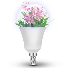 Grow Light Bulbs Full Spectrum with Red Blue 5000K E12 Candelabra Small Base 9W Sunlight Grow Bulb Replace 100W with Balanced Spectrum for Indoor Plants, Succulents, Flowers, Fruit, Mini Bonsai,1 Pack