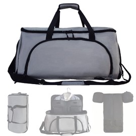 Convertible Duffle Garment Bag, 4 in 1 Garment Bag with Shoulder Strap, Garment Duffle Bags for Travel, Carry on Garment Duffel Bag for Men, Foldable Duffel Suit Bag for Business, Light Grey