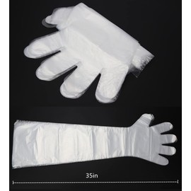 Plzoslly 50 Pieces Veterinary Insemination Rectal Long Gloves Disposable Full Arm 35inch Hunting Field Dressing Gloves for Deer Cow Cleaning Processing Gutting