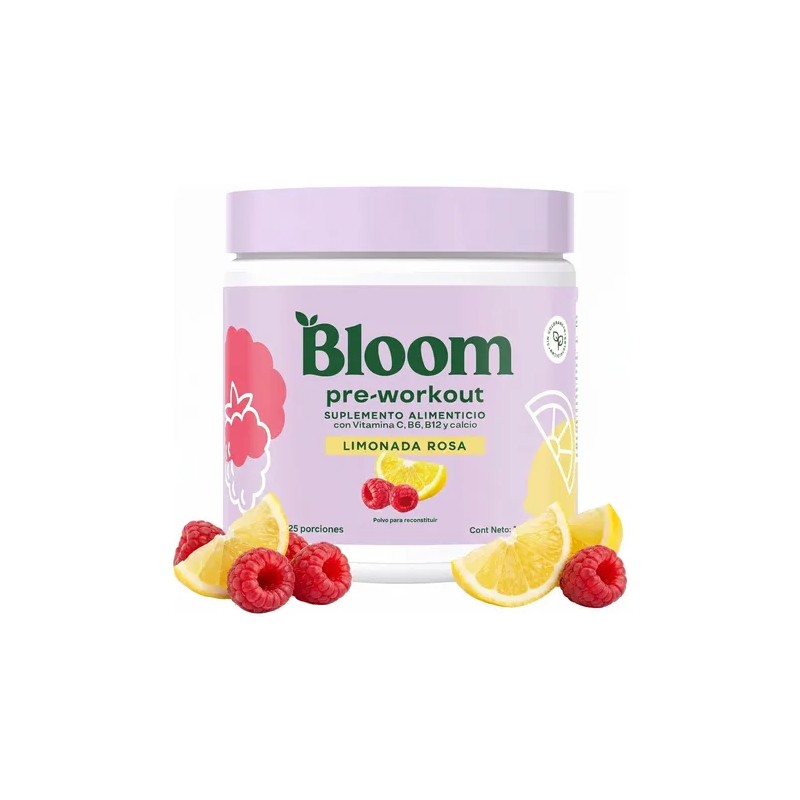 Bloom Pre Workout Alta Energía De Limonada Rosa Tarro 25porc