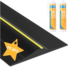 Weatherproof Universal Garage Door Bottom Threshold Seal Strip DIY Weather Stripping Replacement，with 20oz Glue Gel (16.5Ft)