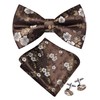 Gusleson Brown Bow Tie and Pocket Square Set for Men