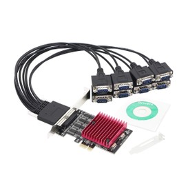 CERRXIAN PCIE to 8 port RS232 Expansion Card, PCI-E X1 8 Ports DB9 Serial Card, 8 Chipset PCI-Express Controller Card(With 8 Port External Cable)