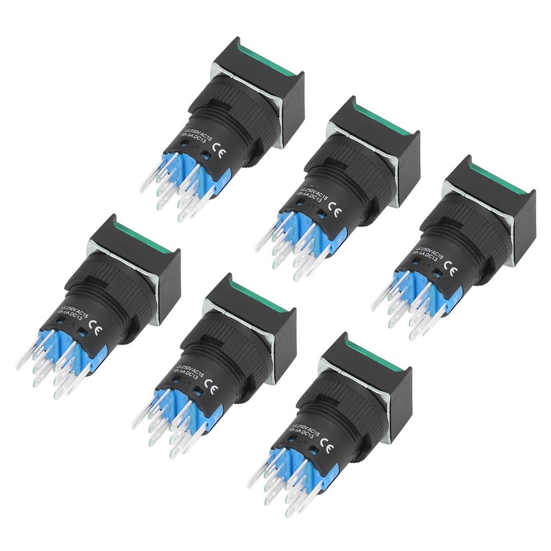 25PCS Push Button Switch with Light 16mm Square Self Locking