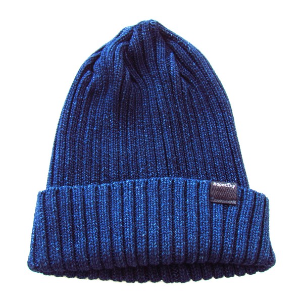 Edge City, Indigo Dyed Knit Hat for All Seasons, 15/navy