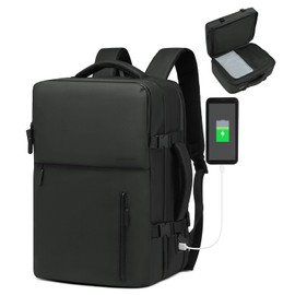 SUIKIHUM Business Travel Carry on Backpack, Lay Flat Luggage Style Bag with USB C & A, 16-inch Suitcase Capacity, Airline Approved, Black