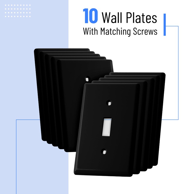 Bates- Light Switch Cover, Pack of 10, 1-Gang, Black, Single