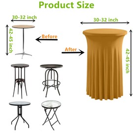iEventStar 30 inches 32" Highboy Cocktail Round Stretch Spandex Table Cover Table Skirt High Top Tablecloth (30" - 32" x 43", Gold)