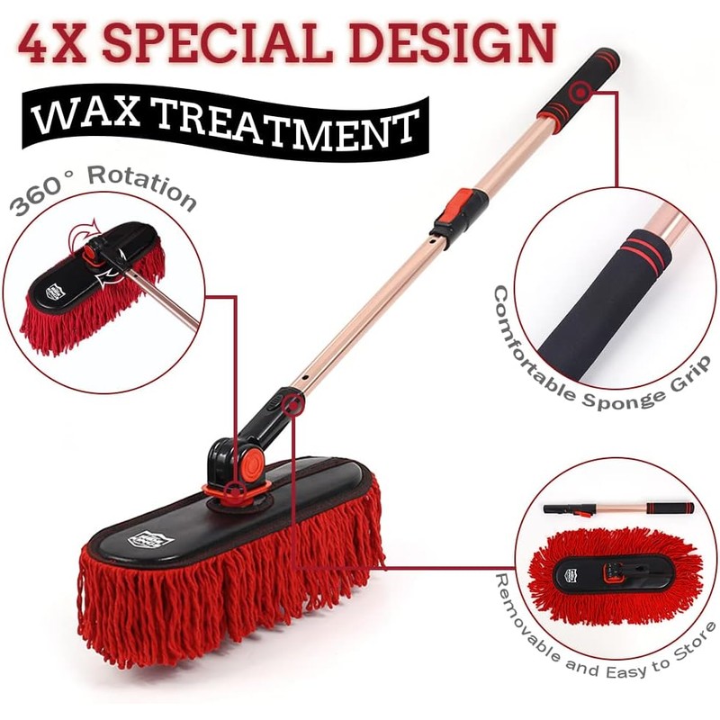 Car Duster Kit, Loop End, 3 Pcs | Telescoping handle