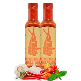 Hank Sauce Hank’s Heat Hot Sauce - Versatile Hot Pepper Sauce with Fresh Basil, Garlic & Aged Peppers - Hot Garlic Sauce with Mild Heat & Unique Flavor - Multipurpose Habanero Sauce - 2 x 8 Ounces
