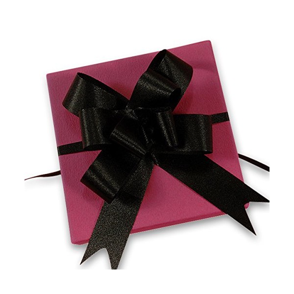 3" Black Satin Fabric Butterfly Pull Bow | Quantity: 50