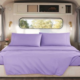 Nestl Lavender RV Queen Sheets – Super Soft RV Short Queen Sheets for RV Camper, 4 Piece 1800 Microfiber Fitted RV Sheets, Double Brushed RV Bed Sheets Set, Camper Sheets and Pillowcases