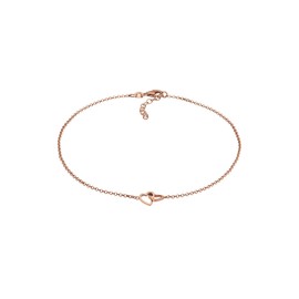 Elli Women's 925 Silver Rosegold Plated Hearts Love Anklet - 25cm length