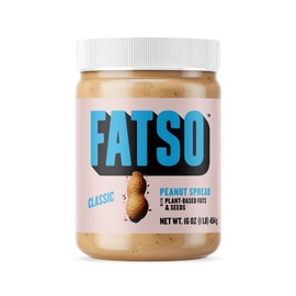 FATSO Classic Natural Peanut Butter - Vegan Nut Butter Spread w/Plant-based Seeds & Superfats - Keto-friendly, Gluten-free & Sugar-free Protein Butter - (16oz Jar)